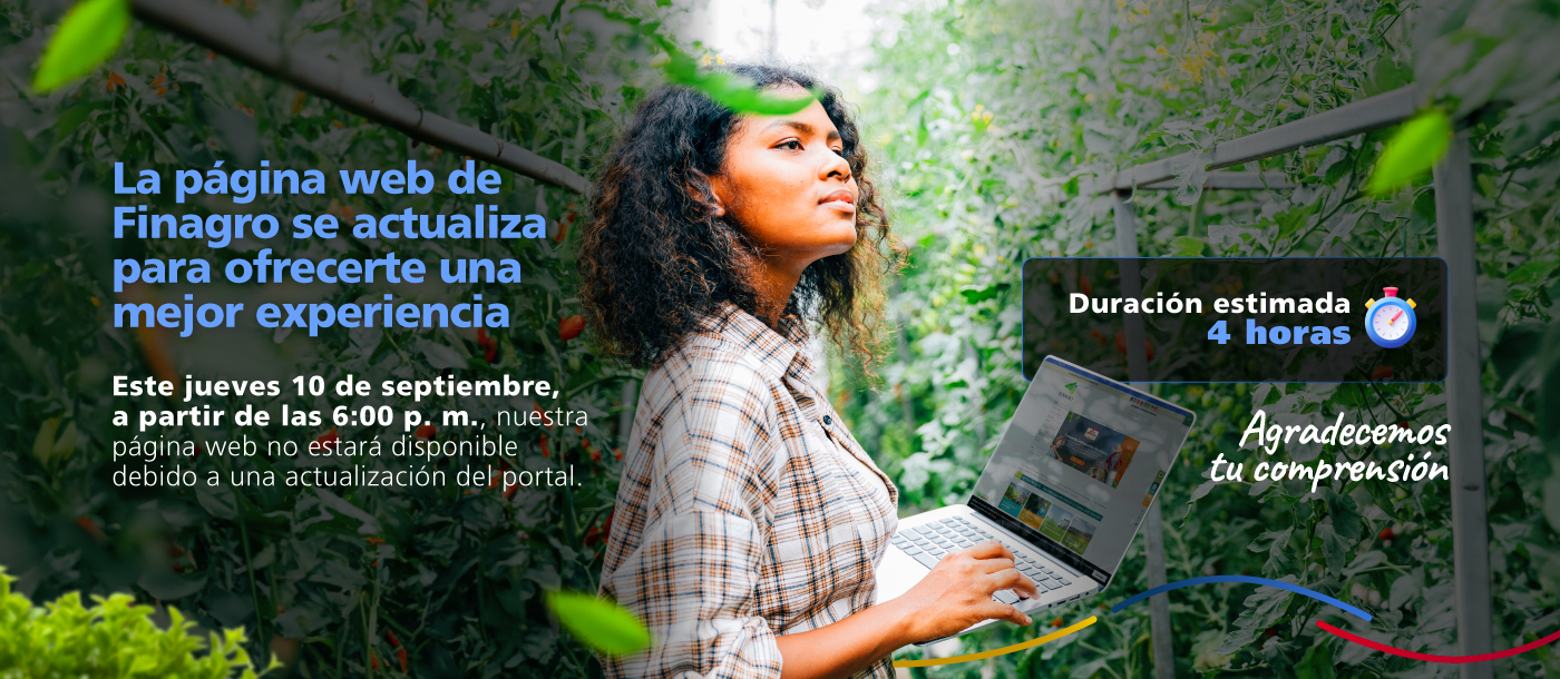Mujer con computador en plantación